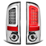 02-06 Dodge Ram C-Bar U-Halo LED Tail Lights Chrome Clear