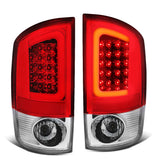 02-06 Dodge Ram C-Bar U-Halo LED Tail Lights Chrome Red