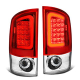 07-09 Dodge Ram C-Bar 3D U-Halo LED Tail Lights Chrome Red