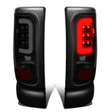 94-02 Dodge Ram C-Bar 3D U-Halo LED Tail Lights Black Smoke