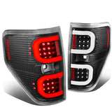 09-14 Ford F-150 Dual C-Bar 3D LED Tail Lights Black/Clear