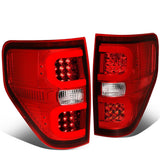 09-14 Ford F-150 Dual C-Bar 3D LED Tail Lights - Chrome/Red