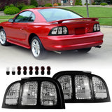 1996-1998 Ford Mustang Black Trim Clear Lens Tail Lights