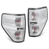 09-14 Ford F-150 Chrome Clear Lens Tail Lights with Red Bulb