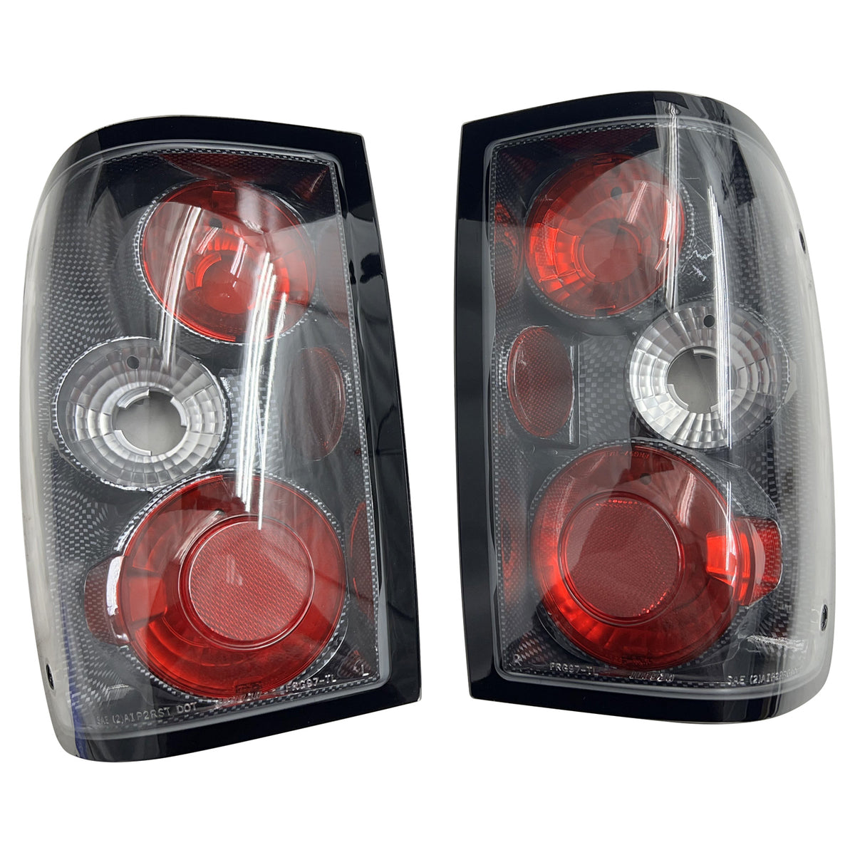 1993-1997 Ford Ranger Tail Lights Left Right Rear Lamps Black Housing Pair