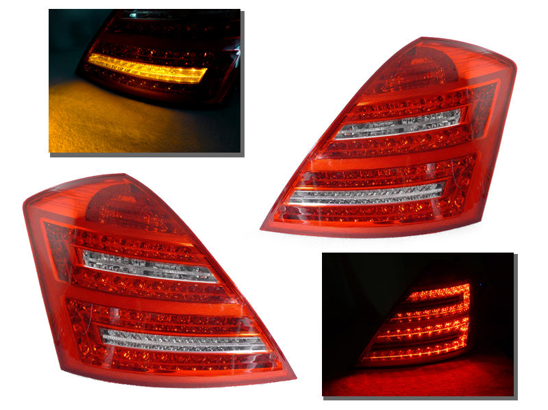 2007-2009 Mercedes W221 S-Class Facelift Look LED Red/Clear Tail Lights