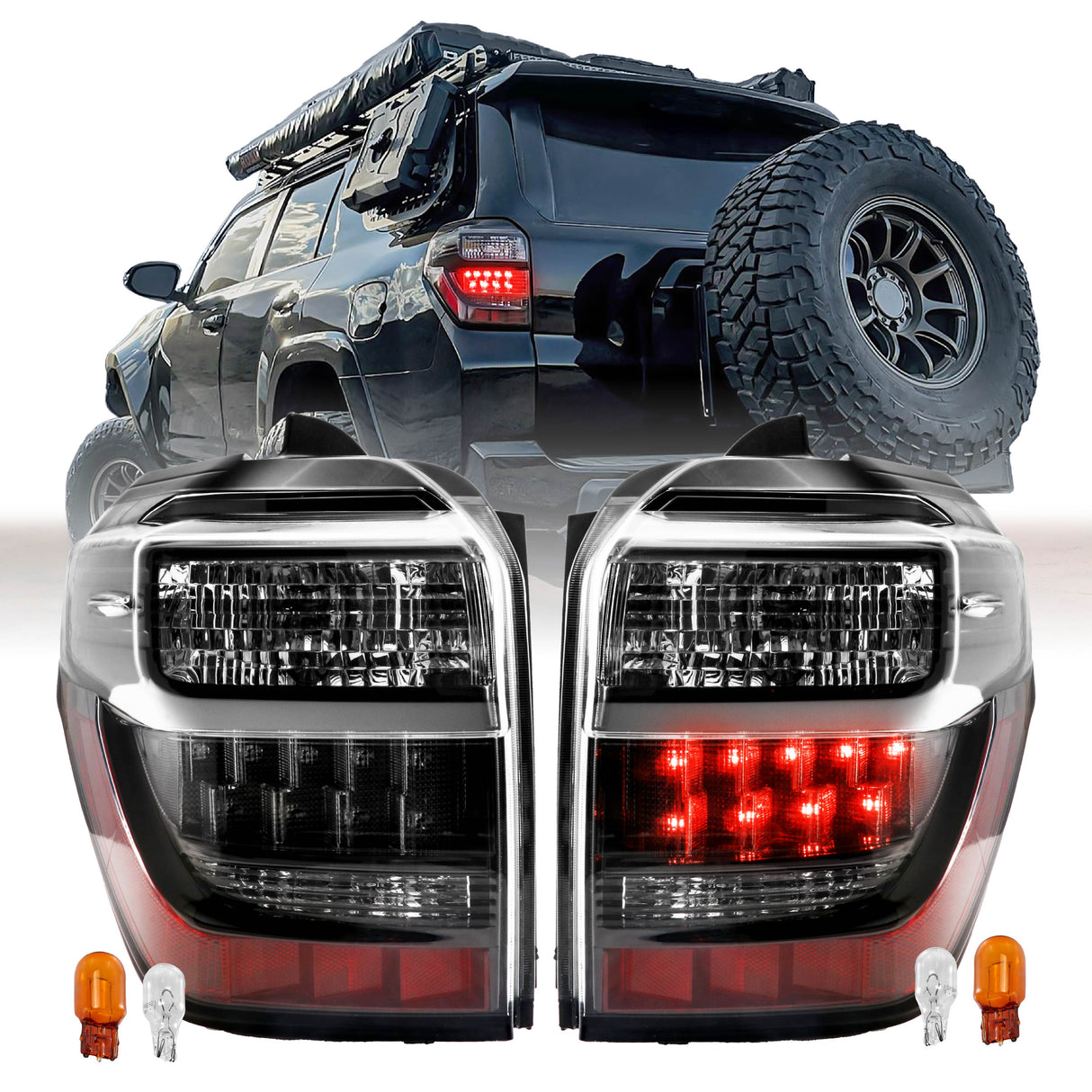 2010-2021 Toyota 4Runner Facelift Style Black/Smoke LED Tail Lights