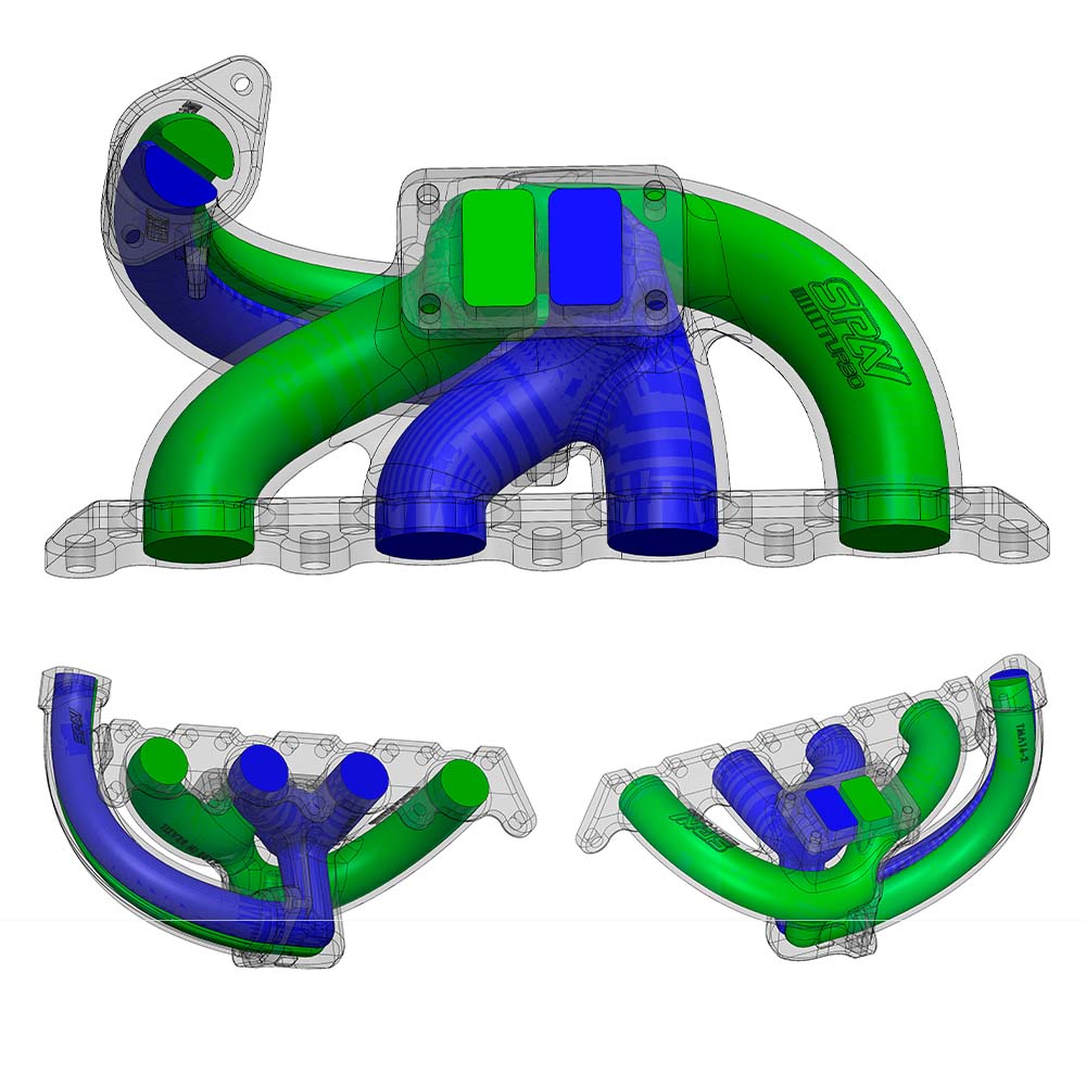 TWIN SCROLL TOP MOUNT TMA16 TURBO KIT + FRONT MOUNT INTERCOOLER VW 1.8 20V TRANSVERSAL, BLACK HOSES, TURBO NOT INCLUDED