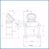 T4 manifold 44/45mm v-band Wastegate adapter 45 degree flange