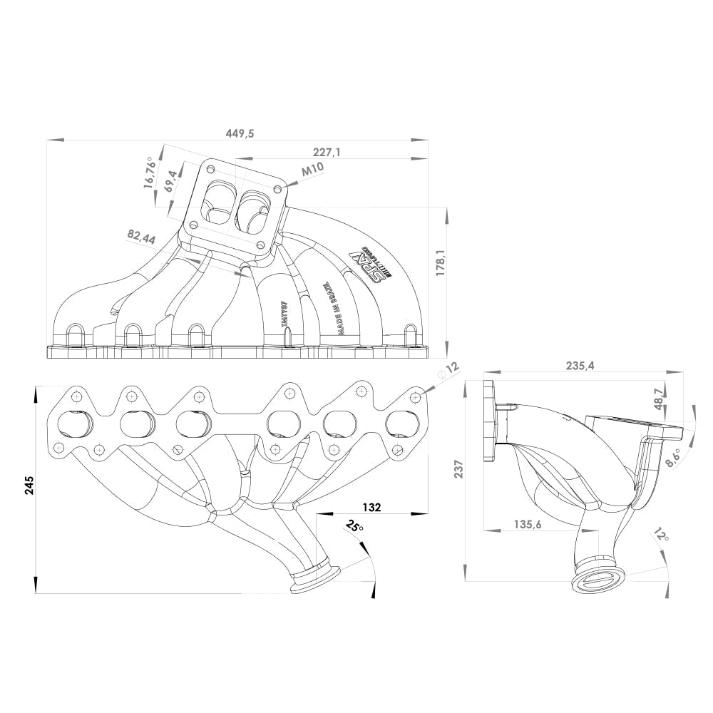 TOYOTA / LEXUS 2JZ-GTE T4 TOP MOUNT TWIN SCROLL CAST TURBO MANIFOLD V-BAND WASTEGATE + COMETIC MLS EXHAUST MANIFOLD GASKET
