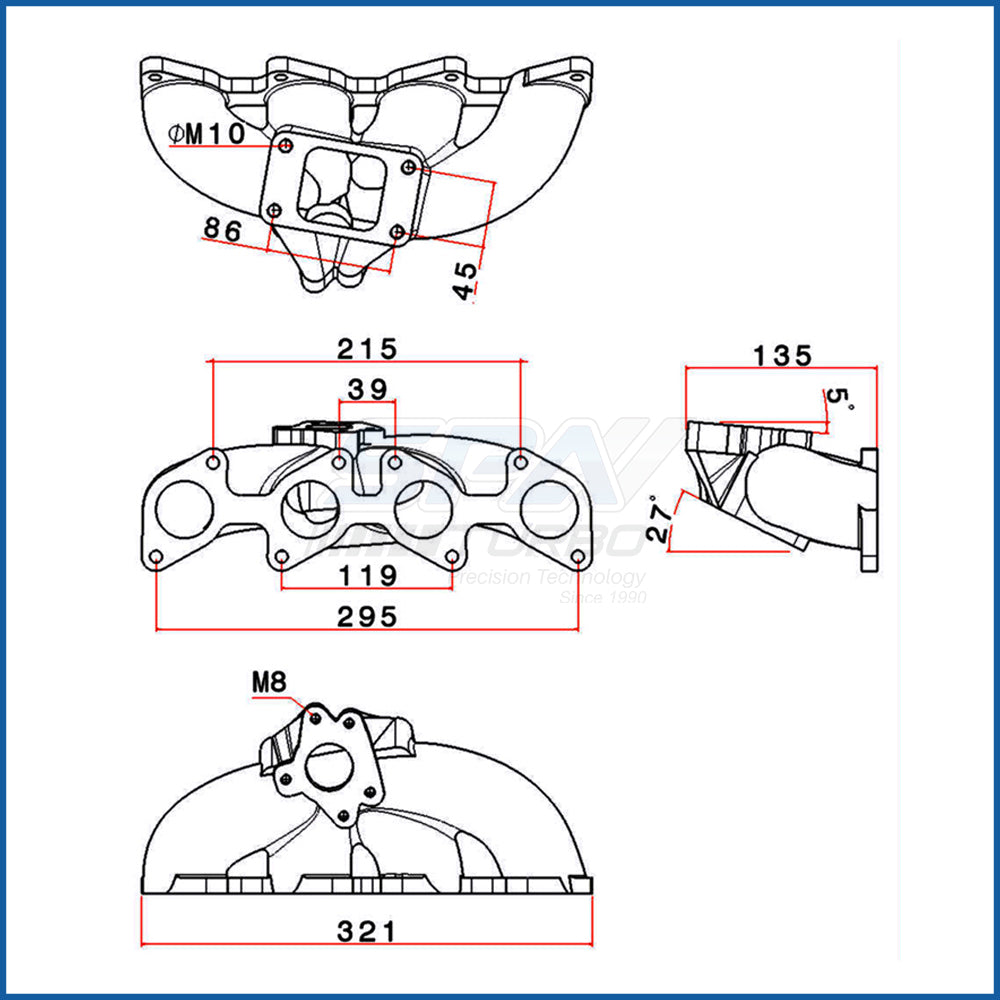 VW Golf / Jetta / Seat Cupra 1.8L / 2.0L 16V 9A ABF T3 turbo manifold