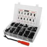 240pc Plastic Clips Kit w/ Removal Tool - 12 Sizes Black