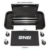 3 Drawer Rolling Mechanics Seat - Black