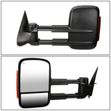 99-02 Chevy Silverado GMC Sierra Towing Mirrors Heated Power Black Amber