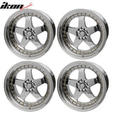 (4) 18X9.0 +30 5X100 / 5X114.3 Step Lip 5 Spoke Wheels Rims - Chrome
