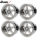 (4) 18X9.0 +30 5X100 / 5X114.3 Step Lip 5 Spoke Wheels Rims - Chrome