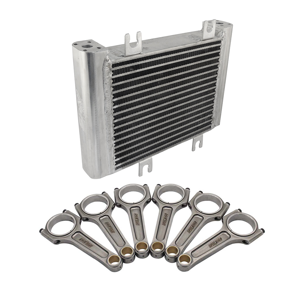 09-16 For GTR R35 Billet Aluminum Oil Cooler -Replaces 21305JF02B Direct Bolt On + 165mm x 23mm Super A forged con rod set with 7/16" bolts - PRE SALE