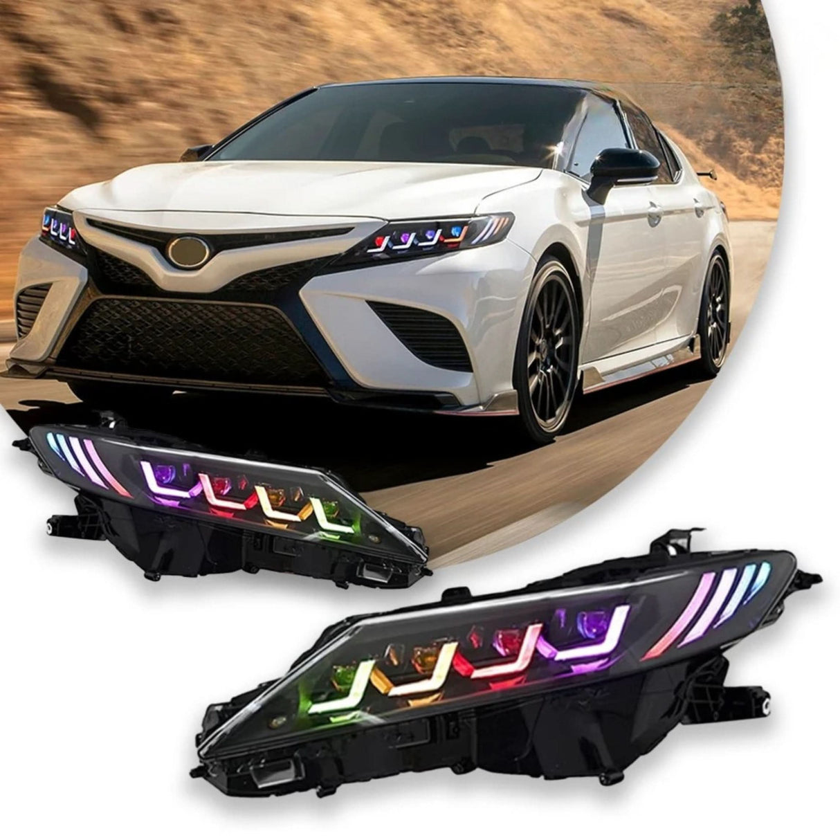 Toyota Camry RGB LED Projector Headlights – DRL Upgrade with Custom Lighting (2018–2024)