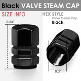 Hex Style Valve Caps with Mid Cut Outs - Black