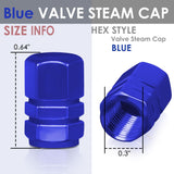 Hex Style Valve Caps with Mid Cut Outs - Blue