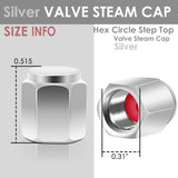 Hex Circle Step Top Valve Caps - Silver