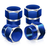 Hex Shaved Edges Blue Valve Caps - RT 181 Style