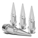 Spiked Lug Nut Style Valve Caps - 45MM / 1.75" Tall - Silver