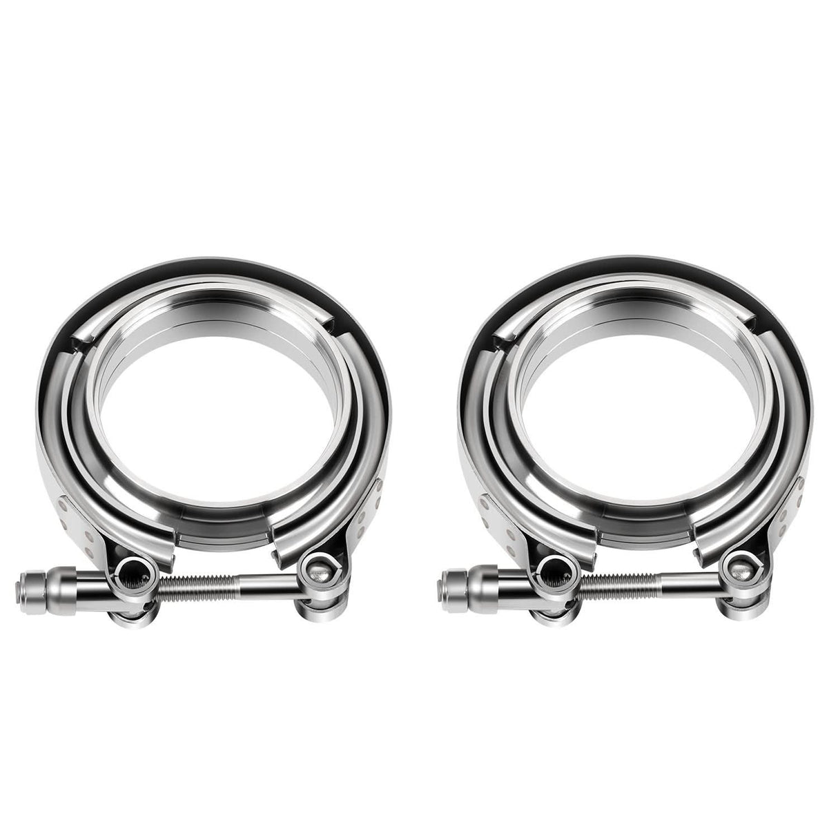 3" V-Band Clamp Set Stainless Steel Exhaust Flanges 2-Piece Kit