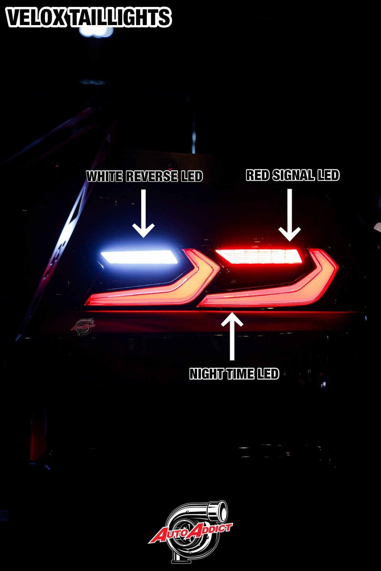 2014-2015 CHEVY CAMARO VELOX LED TAILLIGHTS GLOSS BLACK/RED LENS