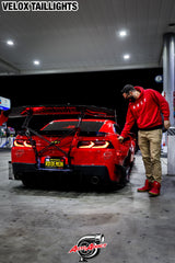 2014-2015 CHEVY CAMARO VELOX LED TAILLIGHTS GLOSS BLACK/RED LENS