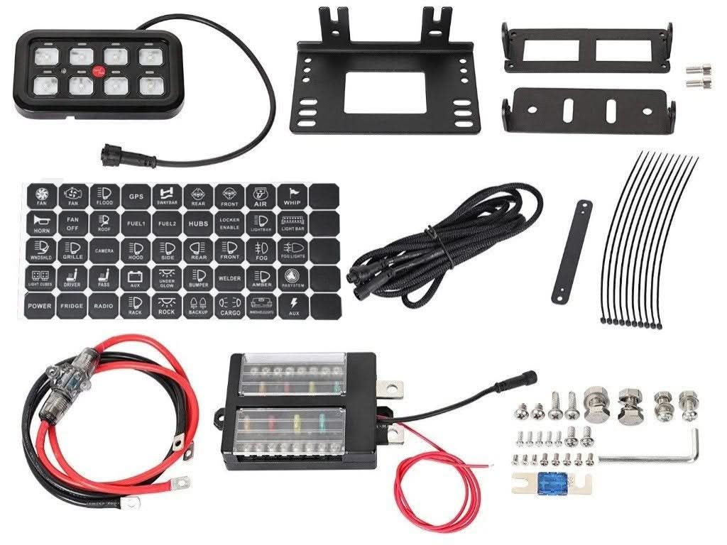 Vehicle Accessory 8 Switch Control System (Blue Backlighting)