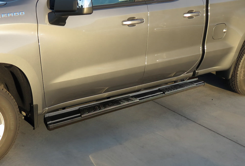 Carbon Steel + PE Step Area Both Sides Running Board-S Series Chevy Silverado 1500\Chevy Silverado 2500\Chevy Silverado 3500\GMC Sierra 1500\GMC Sierra 2500\GMC Sierra 3500 WB03SBI5B