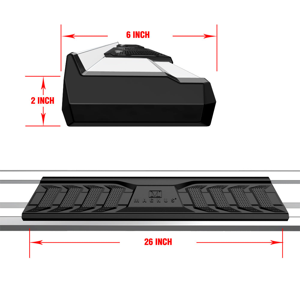Stainless Steel + PE Step Area Both Sides Running Board-S Series 2009-2018 Dodge Ram 1500 Regular Cab (Incl. 2019-2024 Ram 1500 Classic)\ 2010-2026 Dodge Ram 2500/3500/4500/5500 Regular Cab\ (Exclude Chassis Cab Diesel Models) WB04SAG8S
