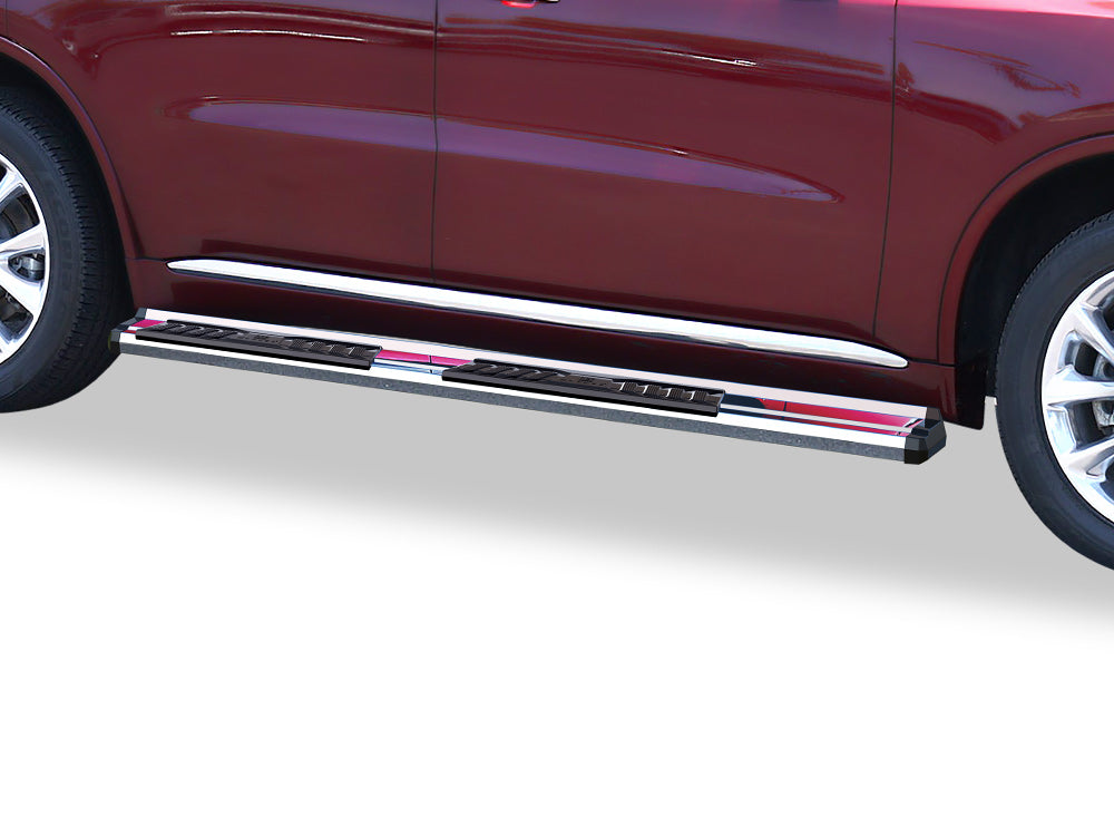 Stainless Steel + PE Step Area Both Sides Running Board-S Series 2011-2026 Dodge Durango 4-Door\  Excl. R/T, GT, GT Plus and SRT Models WB04SBE2S