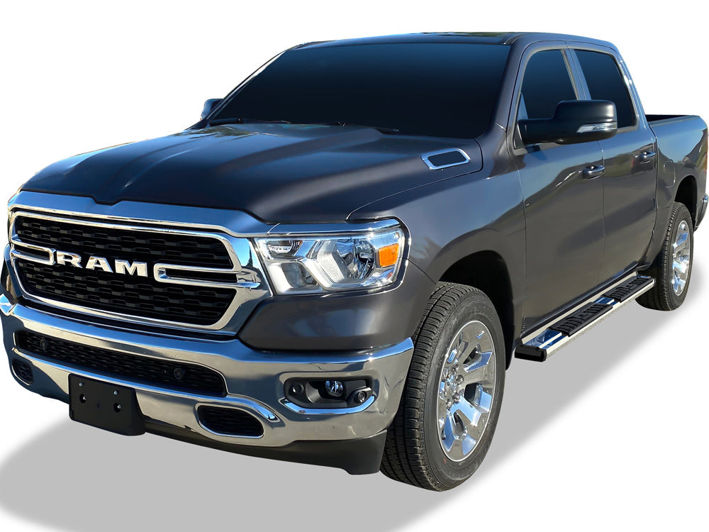 Stainless Steel + PE Step Area Both Sides Running Board-S Series 2019-2026 Ram 1500 Crew Cab (Excl. 2019-2024 Ram 1500 Classic) WB04SBE8S