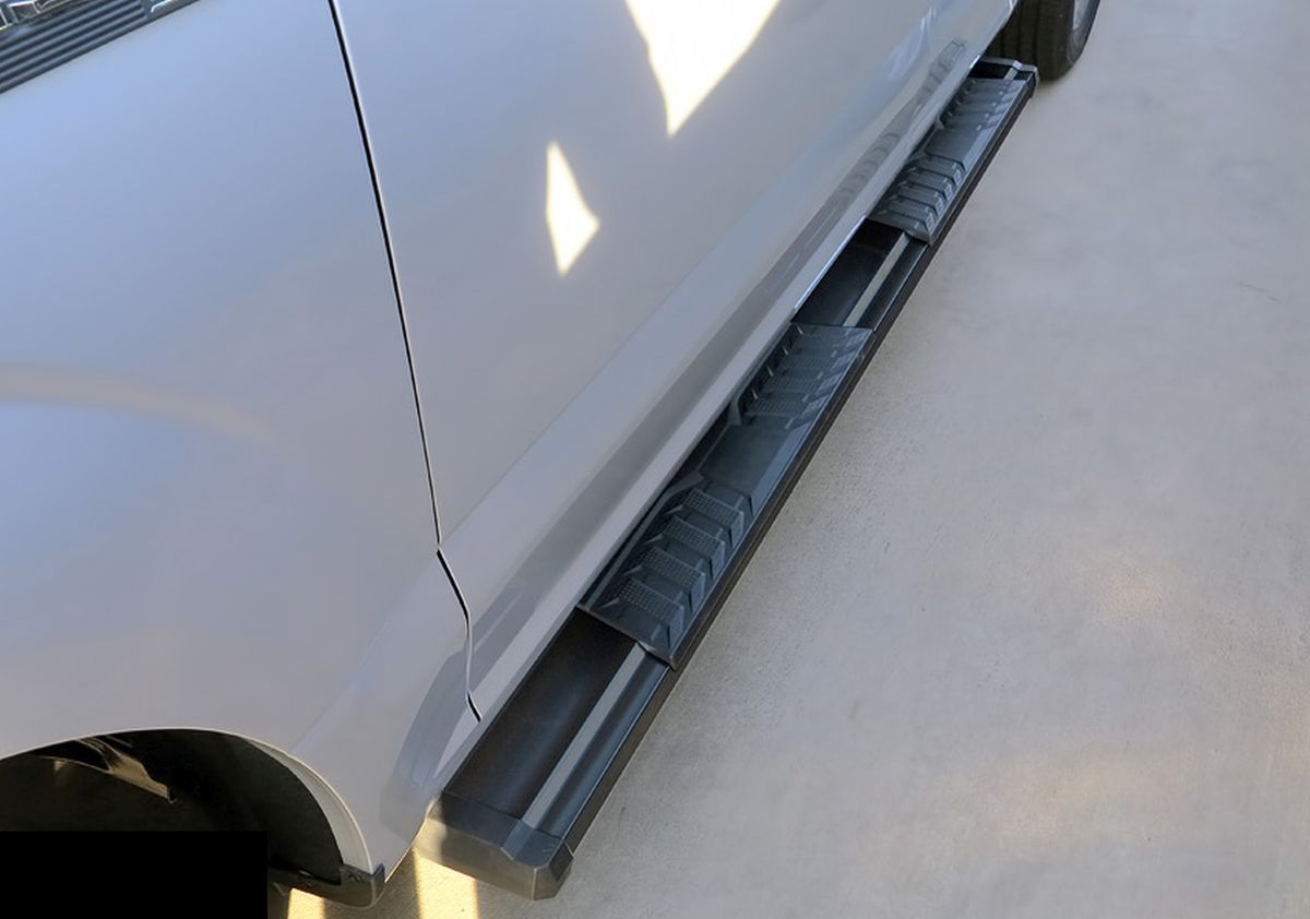 Carbon Steel + PE Step Area Both Sides Running Board-S Series 2015-2026 Ford F-150 Super Cab\ 2017-2026 Ford F-250/F-350/F-450/F-550 Super Duty Super Cab WB06SAH8B
