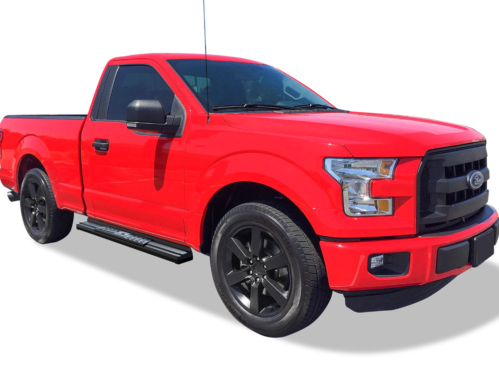 Carbon Steel + PE Step Area Both Sides Running Board-S Series 2015-2026 Ford F-150 Regular Cab (Excl. 2022-2026 F-150 Lighting EV)\ 2017-2026 Ford F-250/F-350/F-450/F-550 Super Duty Regular Cab WB06SAH9B