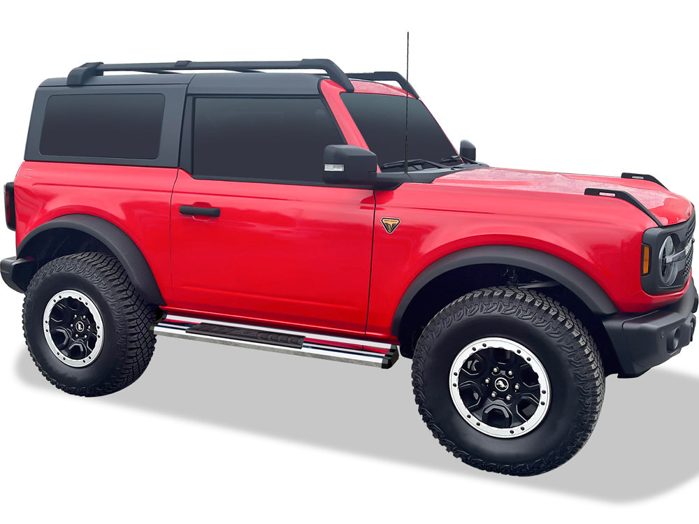 Stainless Steel + PE Step Area Both Sides Running Board-S Series 2021-2026 Ford Bronco 2-Door WB06SCA2S