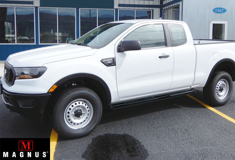 Carbon Steel + PE Step Area Both Sides Running Board-S Series 2019-2023 Ford Ranger Super Cab  (with 2 Full Size Doors and 2 Suicide Doors) WB06SCA3B