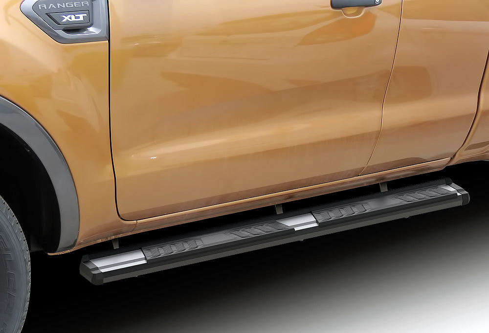 Stainless Steel + PE Step Area Both Sides Running Board-S Series 2019-2023 Ford Ranger Super Cab  (with 2 Full Size Doors and 2 Suicide Doors) WB06SCA3S