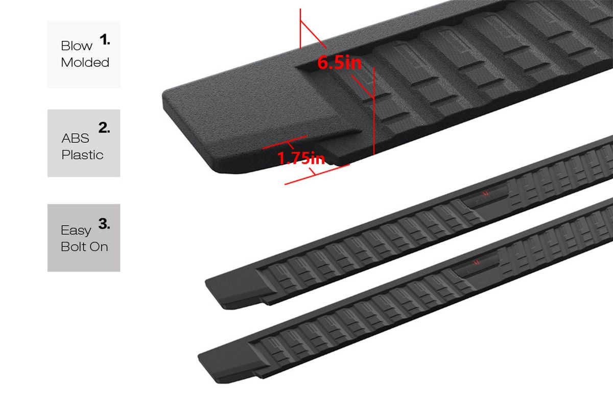 Carbon Steel + PE Step Area Both Sides Running Board-T Series 2009-2014 Ford F-150 SuperCrew Cab WB06TAG7B