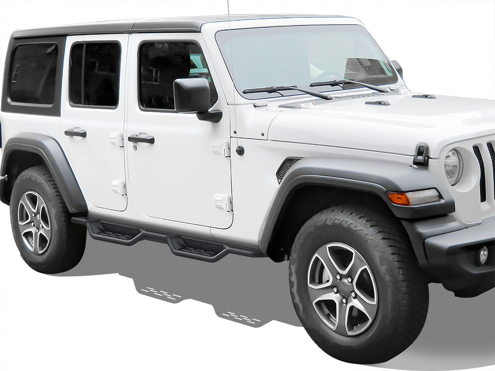 Carbon Steel Both Sides Nerf Bar 2018-2026 Jeep Wrangler JL 4-Door, Incl. 2021-2026 4XE WB10NAA1B