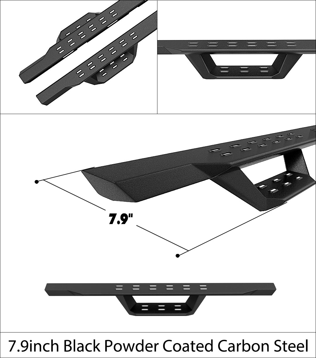 Carbon Steel Both Sides Nerf Bar RS 2007-2018 Jeep Wrangler JK 2-Door (Factory sidesteps or rock rails have to be removed) WB10RAJ6B