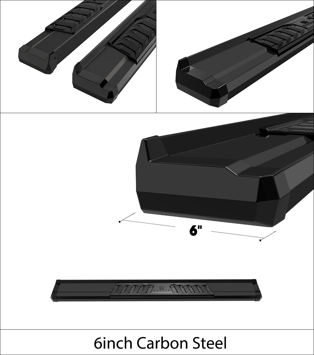 Carbon Steel + PE Step Area Both Sides Running Board-S Series 2018-2026 Jeep Wrangler JL 2-Door WB10SAA6B