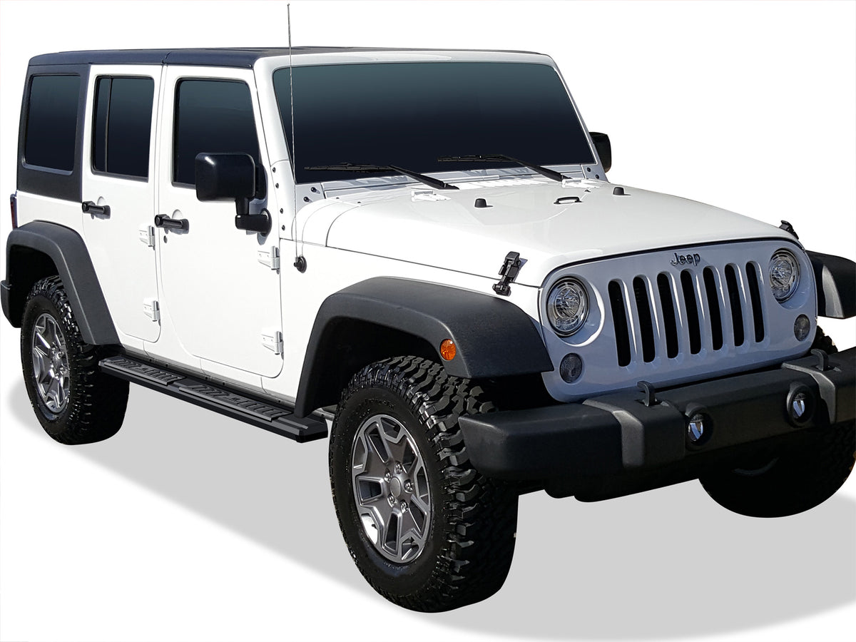 Carbon Steel + PE Step Area Both Sides Running Board-S Series 2007-2018 Jeep Wrangler JK 4-Door (Factory sidesteps or rock rails have to be removed) WB10SAJ7B