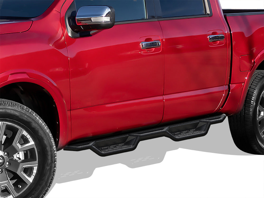 Carbon Steel Both Sides Nerf Bar 2004-2024 Nissan Titan Crew Cab (Exl. 2016 Models)\ 2016-2024 Nissan Titan XD Crew Cab WB14NJE0B