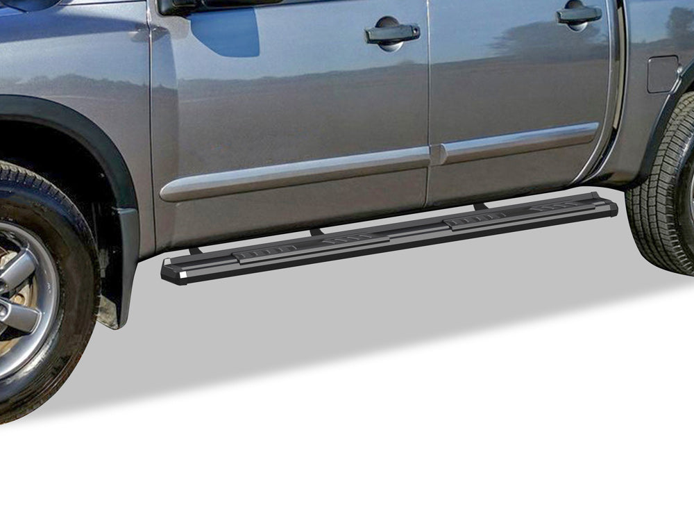 Carbon Steel + PE Step Area Both Sides Running Board-S Series 2004-2024 Nissan Titan Crew Cab (Exl. 2016 Models)\ 2016-2024 Nissan Titan XD Crew Cab WB14SJE0B