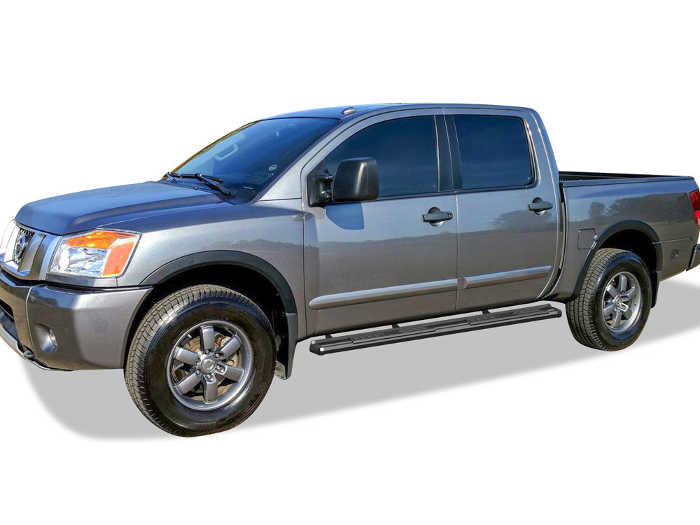 Carbon Steel + PE Step Area Both Sides Running Board-S Series 2004-2024 Nissan Titan Crew Cab (Exl. 2016 Models)\ 2016-2024 Nissan Titan XD Crew Cab WB14SJE0B