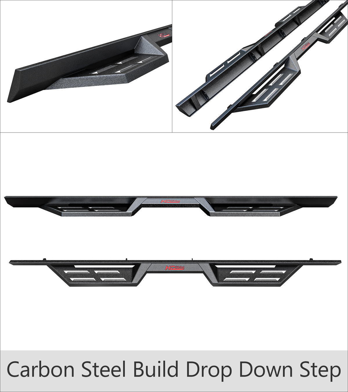 Carbon Steel Both Sides Nerf Bar DS 2010-2013 Toyota 4Runner SR5\ 2010-2024 Toyota 4Runner Limited\ 2019-2024 Toyota 4Runner Nightshade Edition\ (Only fit Models with Lower Rocker Panel Extensions) WB20DBC0B