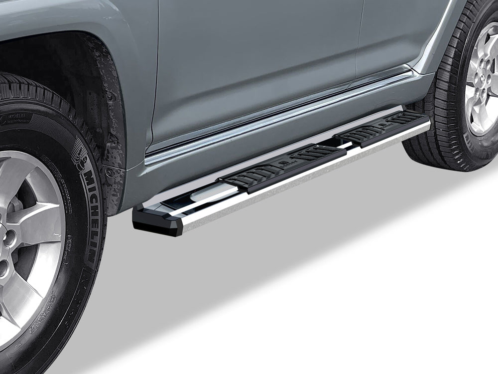 Stainless Steel + PE Step Area Both Sides Running Board-S Series 2010-2013 Toyota 4Runner SR5\ 2010-2024 Toyota 4Runner Limited\ 2019-2024 Toyota 4Runner Nightshade Edition\(Only fit Models with Lower Rocker Panel Extensions) WB20SBC0S